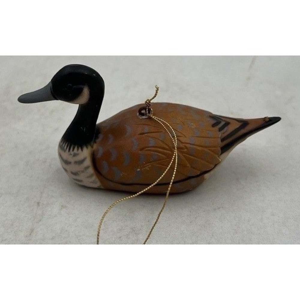 VTG Canada Goose Decoy Ornament Miniature Waterfowl Bird Figurine Brown